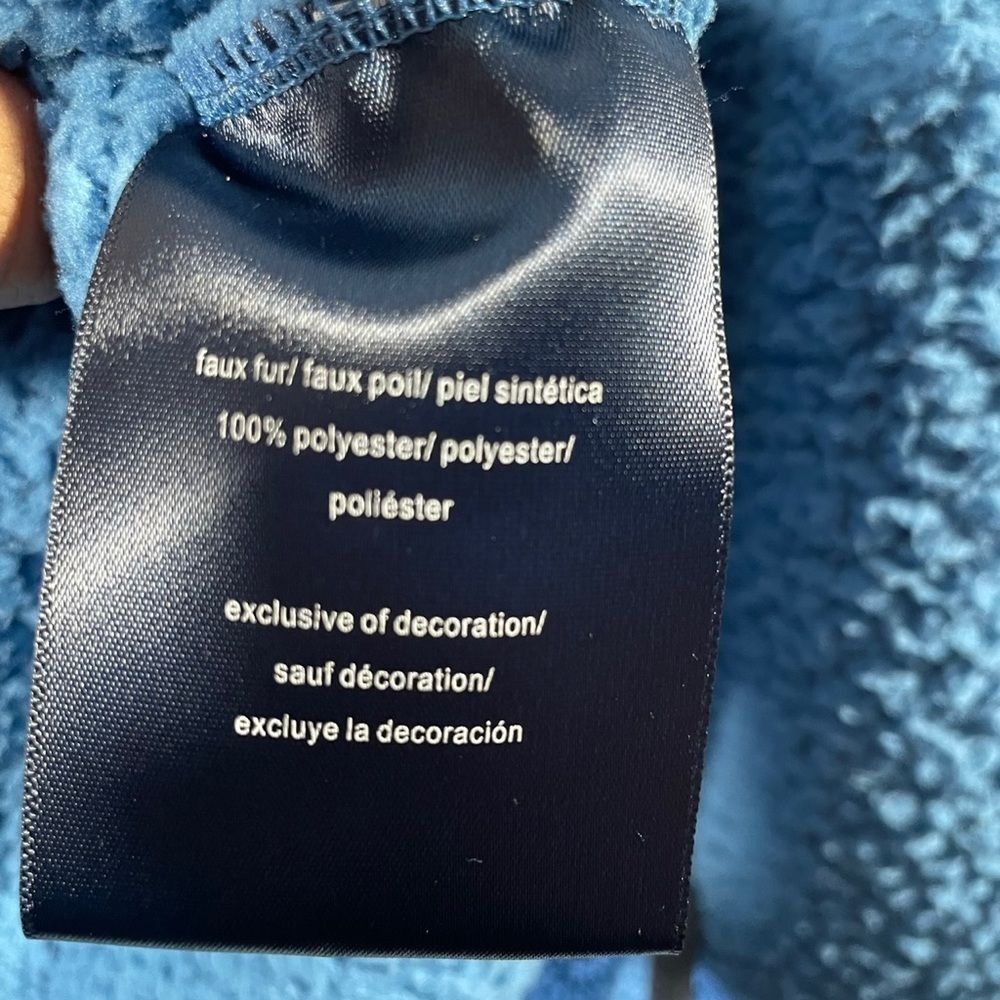 Tommy Hilfiger Sherpa Hoodie Womens Quarter Zip Outerwear Blue Faux Fur Size S - Picture 9 of 9